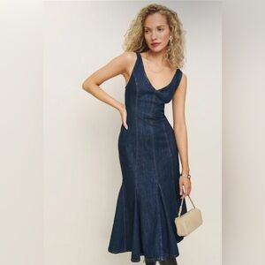 Reformation Serafina Denim Midi Dress